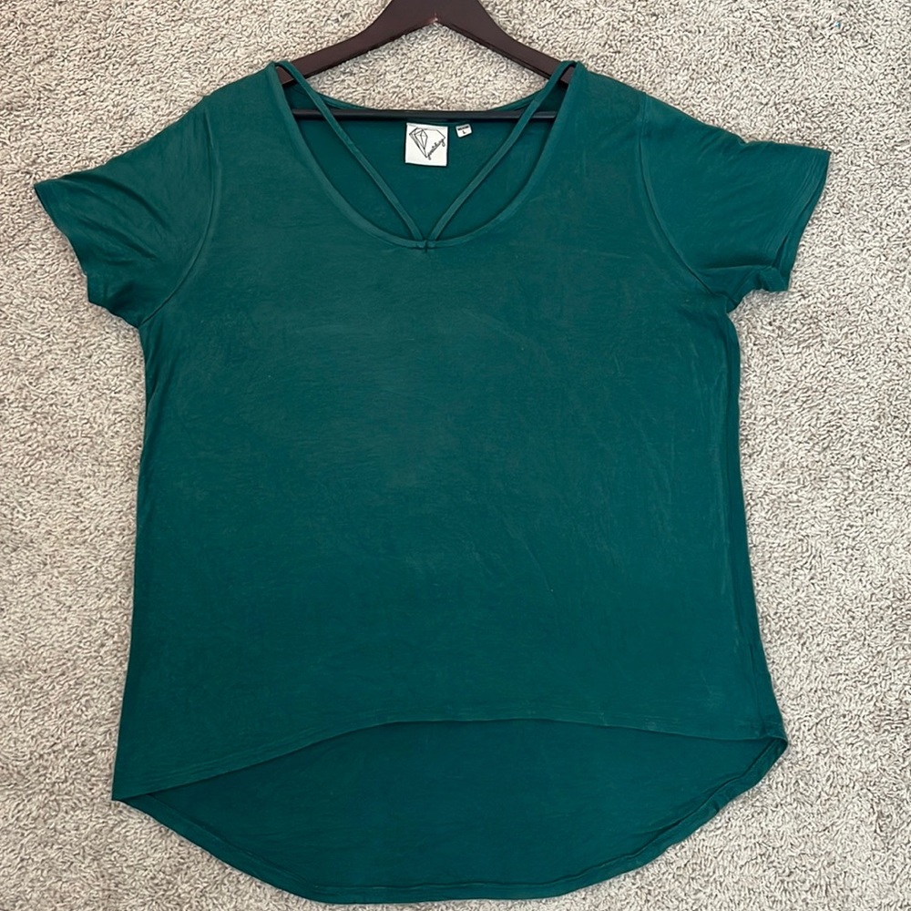 Janet Chung Forest Green High Low Tee Shirt